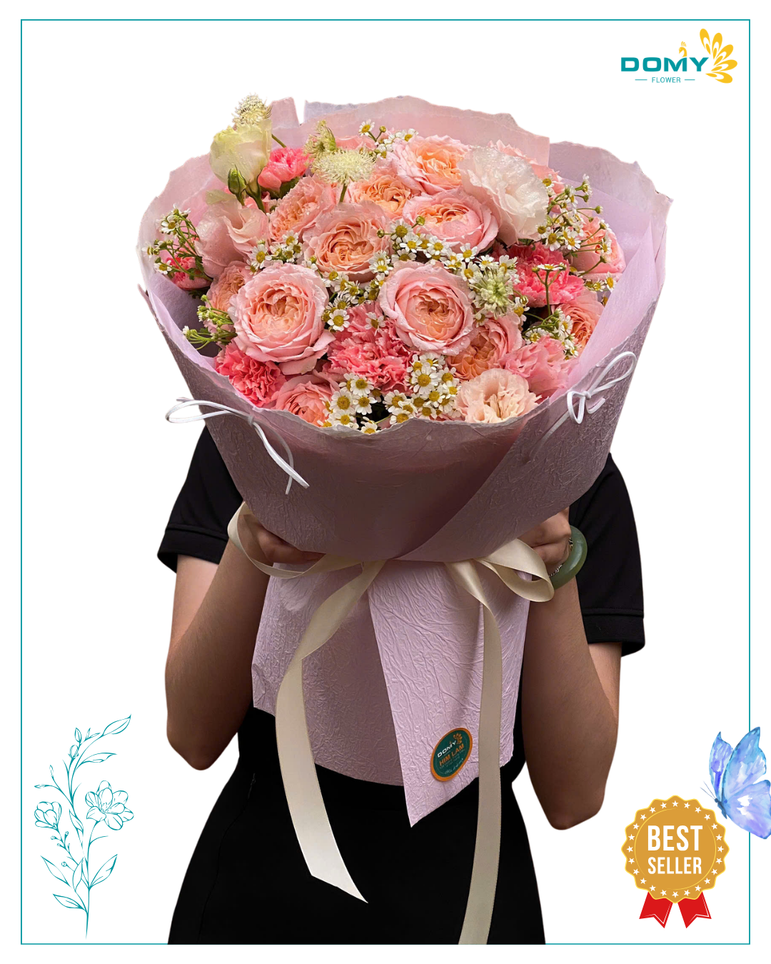 BÓ HOA HỒNG JULIBEE GÓI TRÒN HIỆN ĐẠI