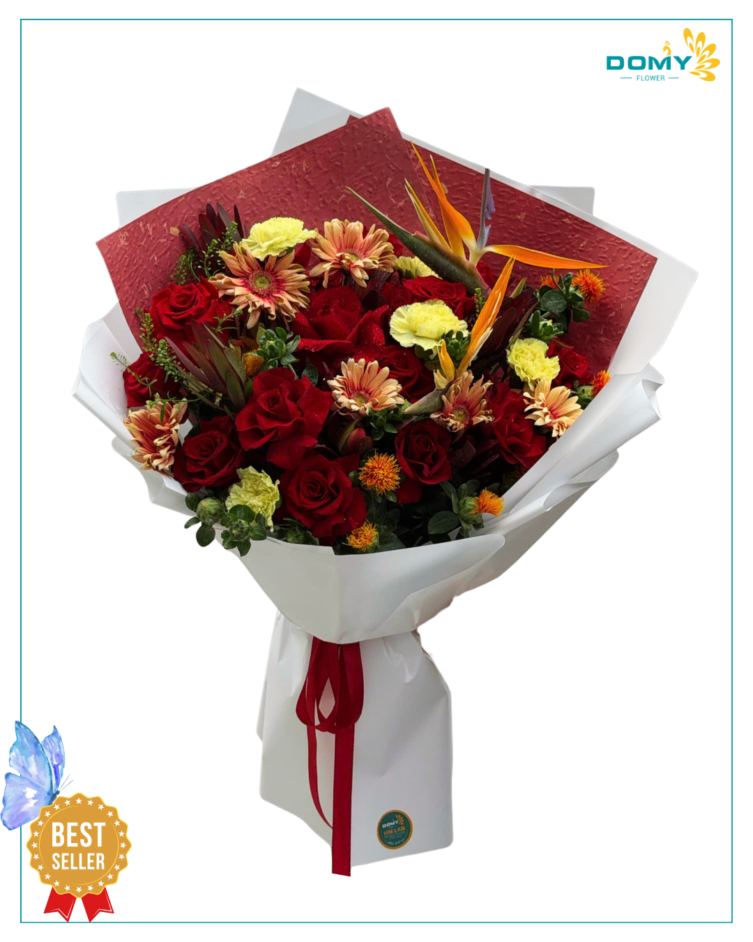 BÓ HOA HỒNG ĐỎ ECUADOR MIX ĐỒNG TIỀN