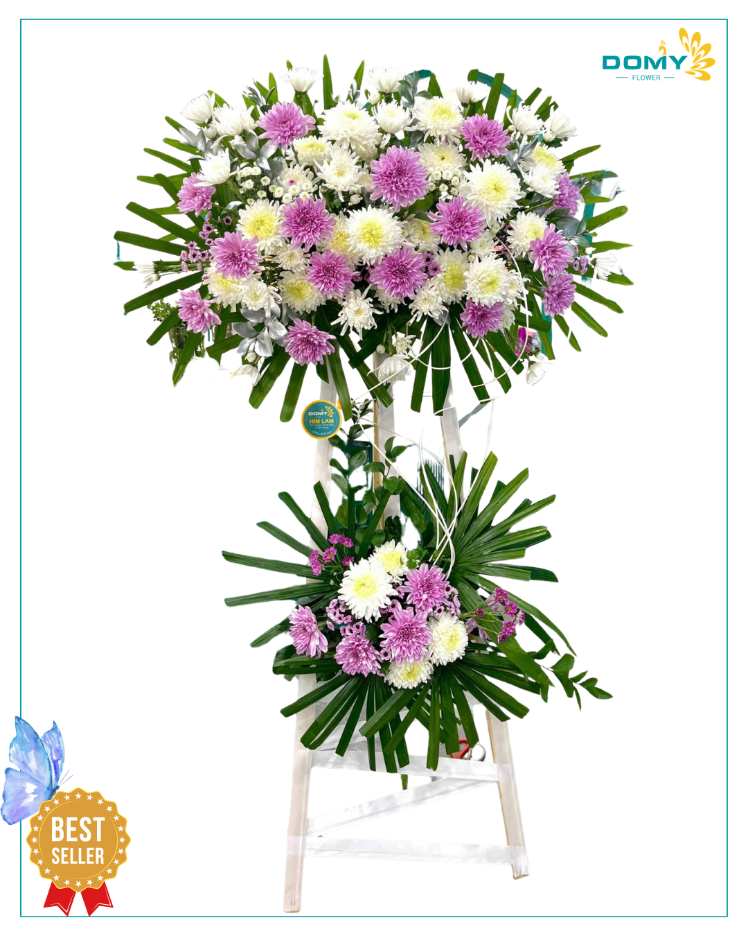 KỆ HOA CHIA BUỒN CÚC TRẮNG MIX CÚC TÍM