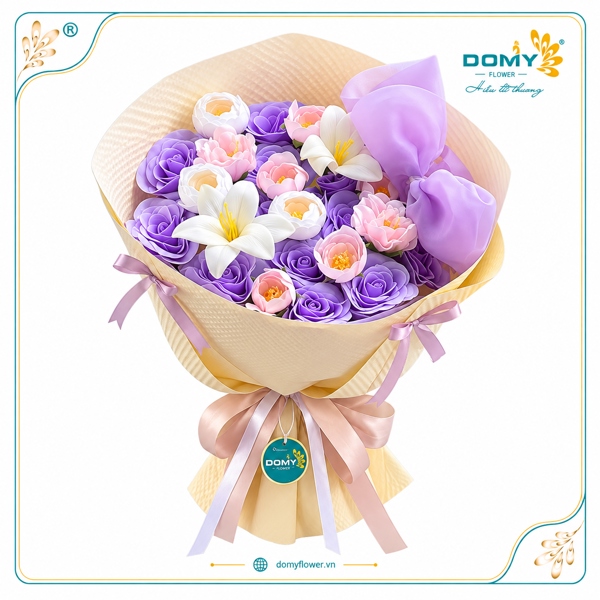 BÓ HOA SOPHIA TÍM MIX CÚC BOXI SANG TRỌNG
