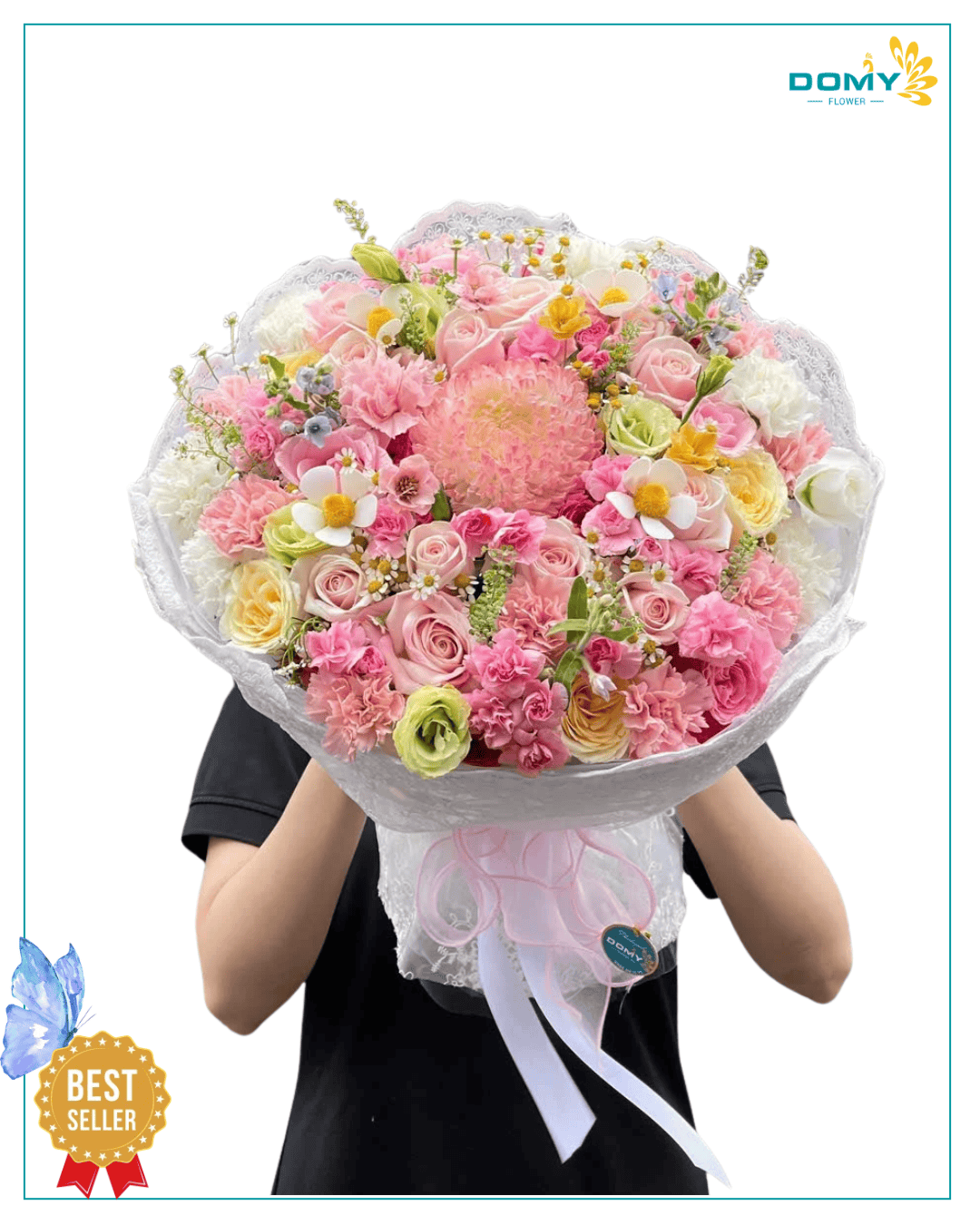 BÓ HOA MIX TONE HỒNG GÓI TRÒN NGỌT NGÀO, THANH LỊCH